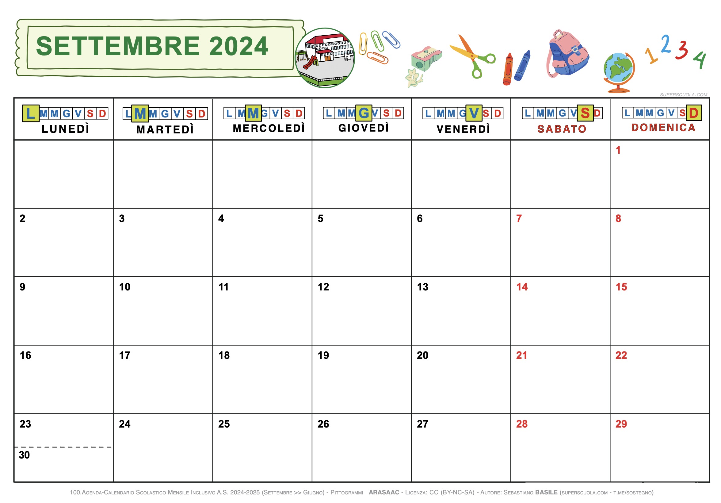 Calendario inclusivo a.s. 2024/2025